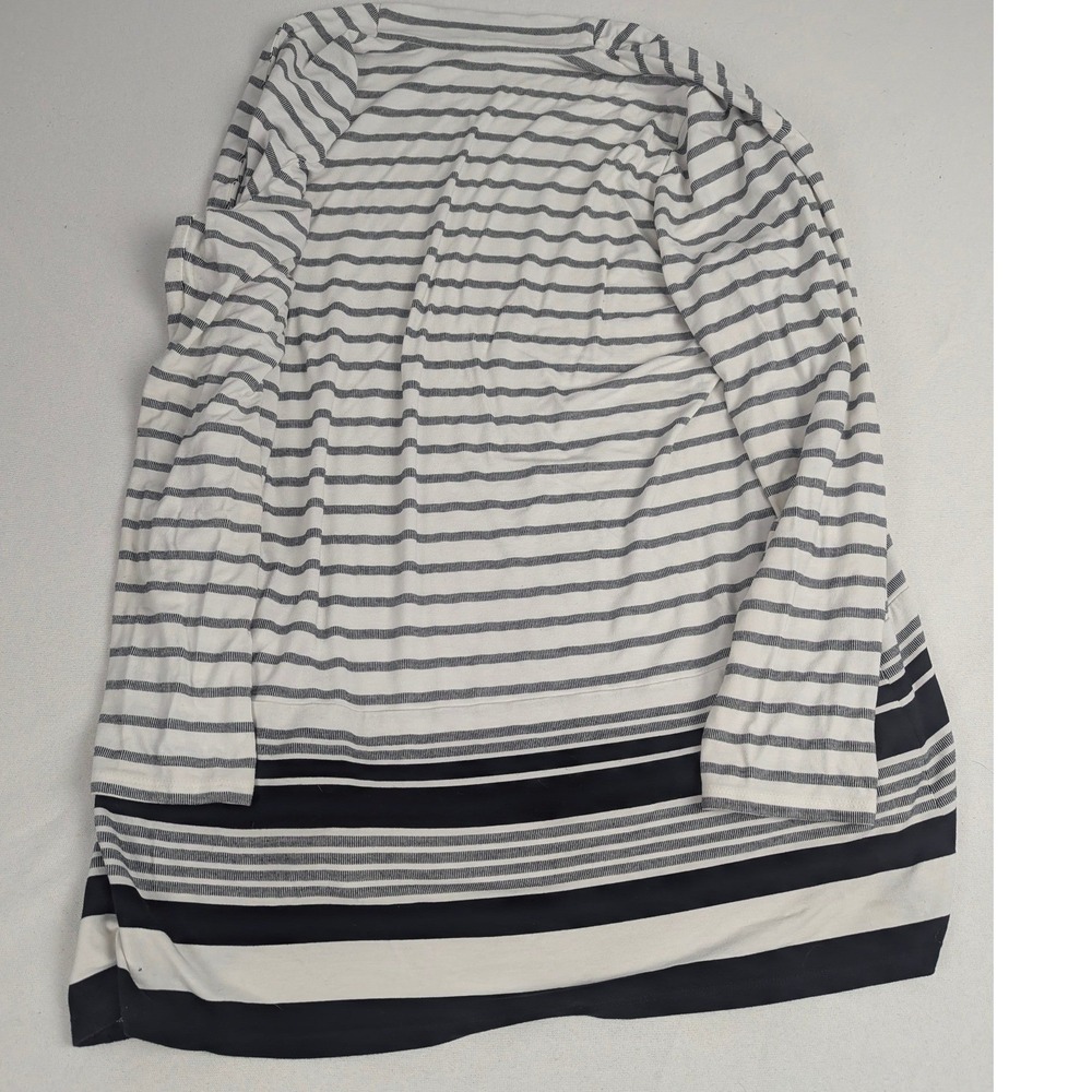 J. Jill Wearever Striped Open Front Cardigan Navy White PM Classic Lightweight - Picture 7 of 12